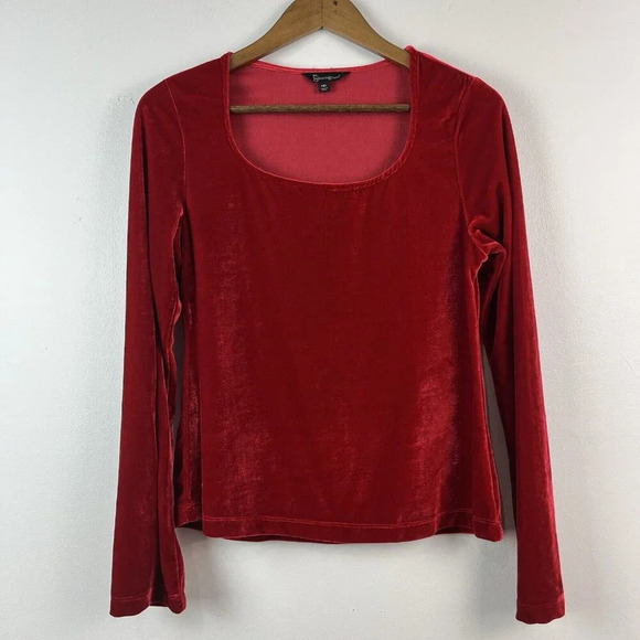 PajamaGram Velour Long Sleeve Pajamas Set Womens‎ M Red Christmas Holiday - Picture 3 of 16